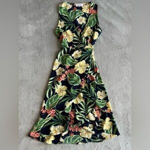 Bacio Hawaii Wrap Dress Tropical Ruffles Size Small